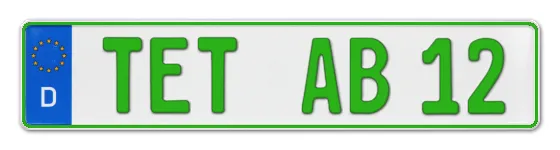 Grüne Kennzeichen TET online bestellen