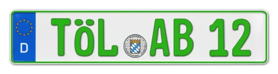 Grüne Kennzeichen TÖL online bestellen