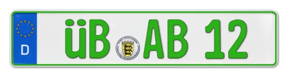 Grüne Kennzeichen ÜB online bestellen