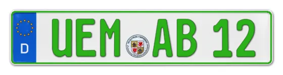 Grüne Kennzeichen UEM online bestellen