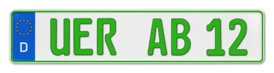 Grüne Kennzeichen UER online bestellen