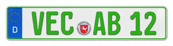 Grüne Kennzeichen VEC online bestellen