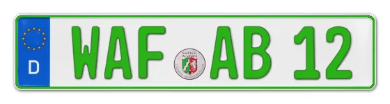 Grüne Kennzeichen WAF online bestellen