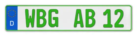 Grüne Kennzeichen WBG online bestellen