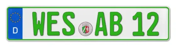 Grüne Kennzeichen WES online bestellen
