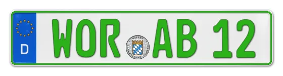 Grüne Kennzeichen WOR online bestellen