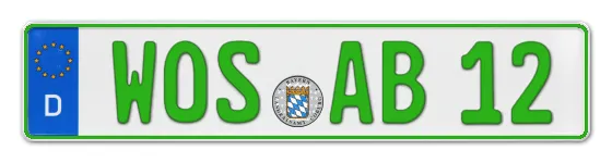 Grüne Kennzeichen WOS online bestellen