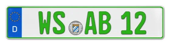Grüne Kennzeichen WS online bestellen