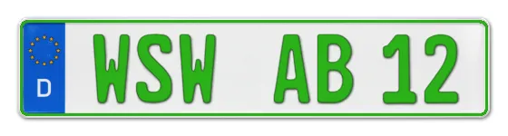 Grüne Kennzeichen WSW online bestellen