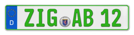 Grüne Kennzeichen ZIG online bestellen