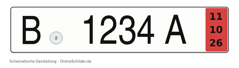Ausfuhrkennzeichen mit rotem Feld und Ablaufdatum