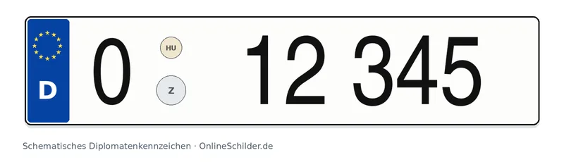 Schematisches Beispiel eines Diplomatenkennzeichens mit führender Null