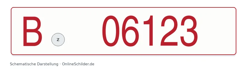 Rotes Kennzeichen mit einer Erkennungsnummer beginnend mit 06