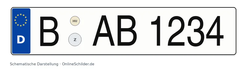 Normales deutsches Kennzeichen mit schwarzer Schrift und blauem Euro-Feld